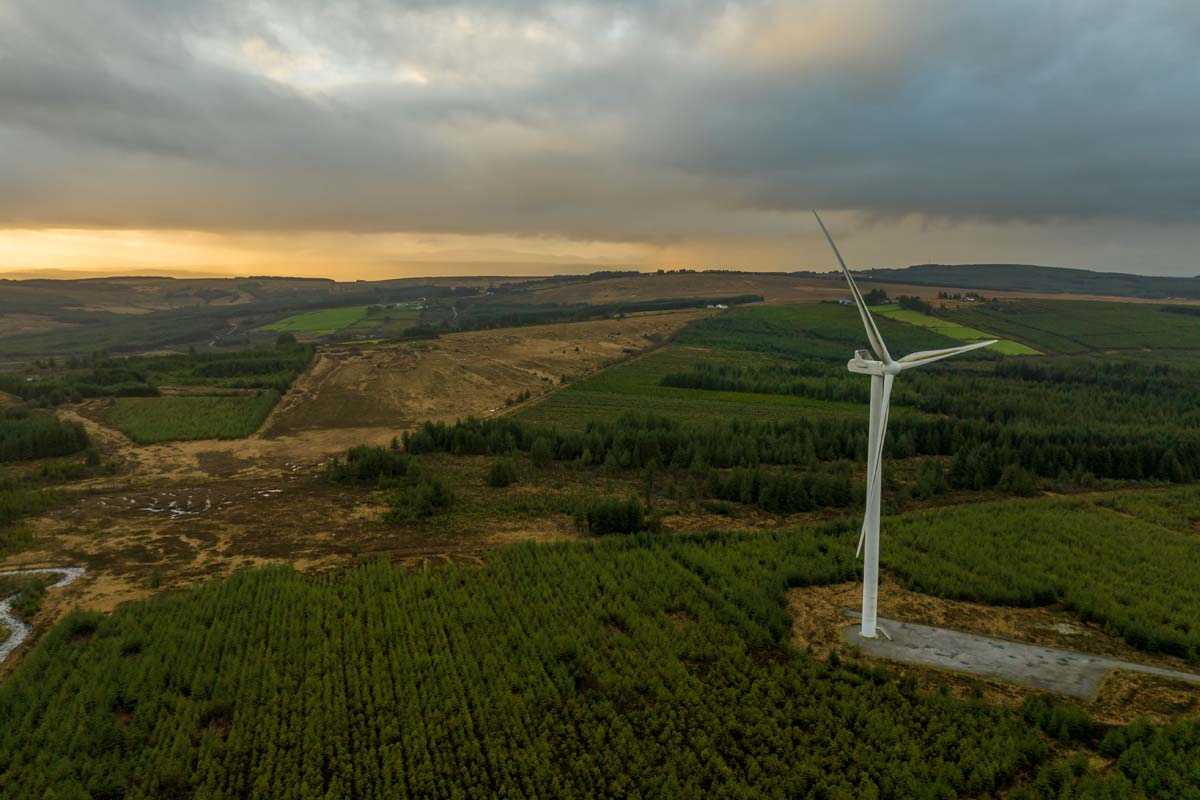 Wind turbines on a hill